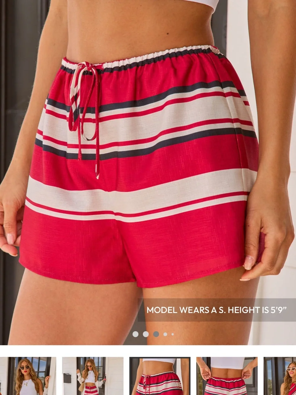 Vici Red and White Striped Sleeveless Tank Top and Shorts set